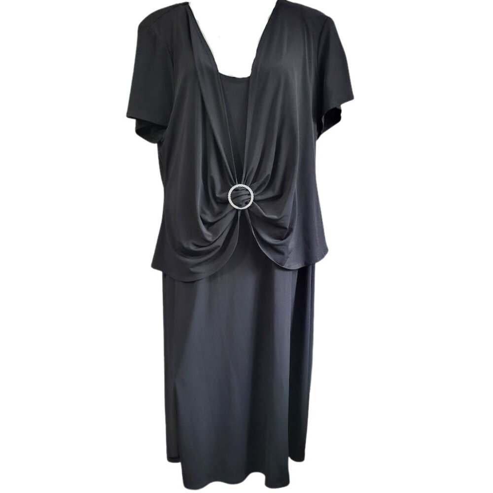 S. L. Fashions Black Buckle-Ruched Dress - NWOT - Women's Plus Size 22 W